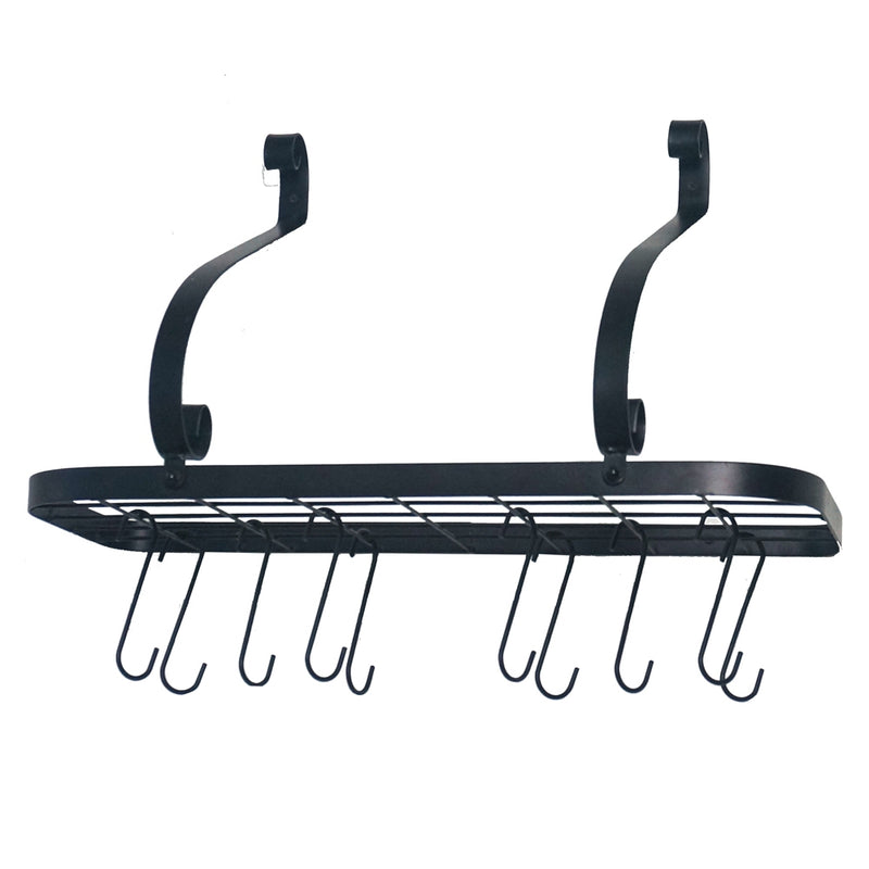 Wall Mount Pot Pan Rack with 10 Hooks(Black)