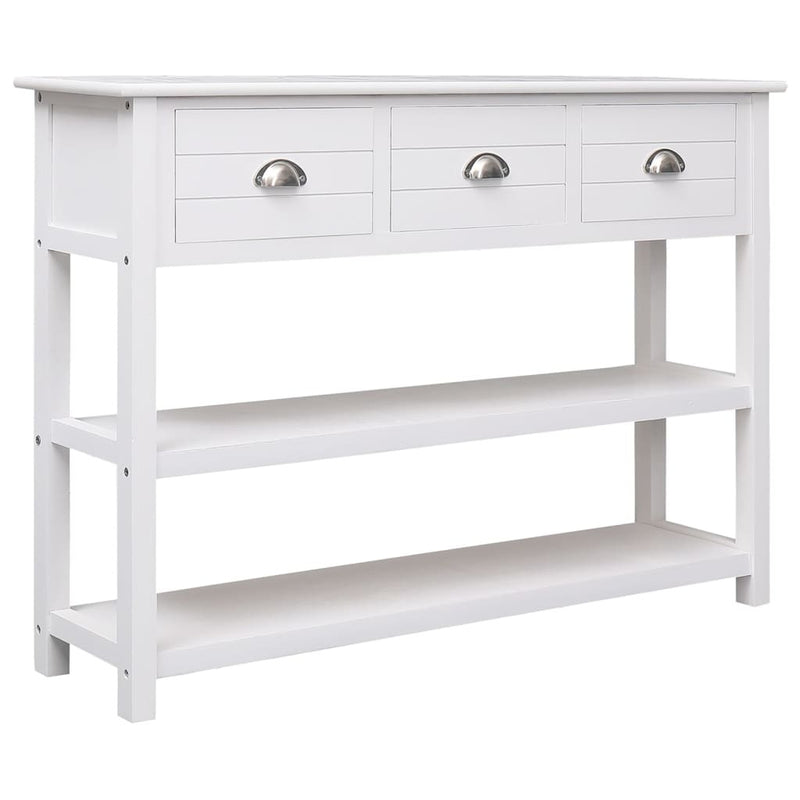 Sideboard White 108x30x76 cm Solid Paulownia Wood