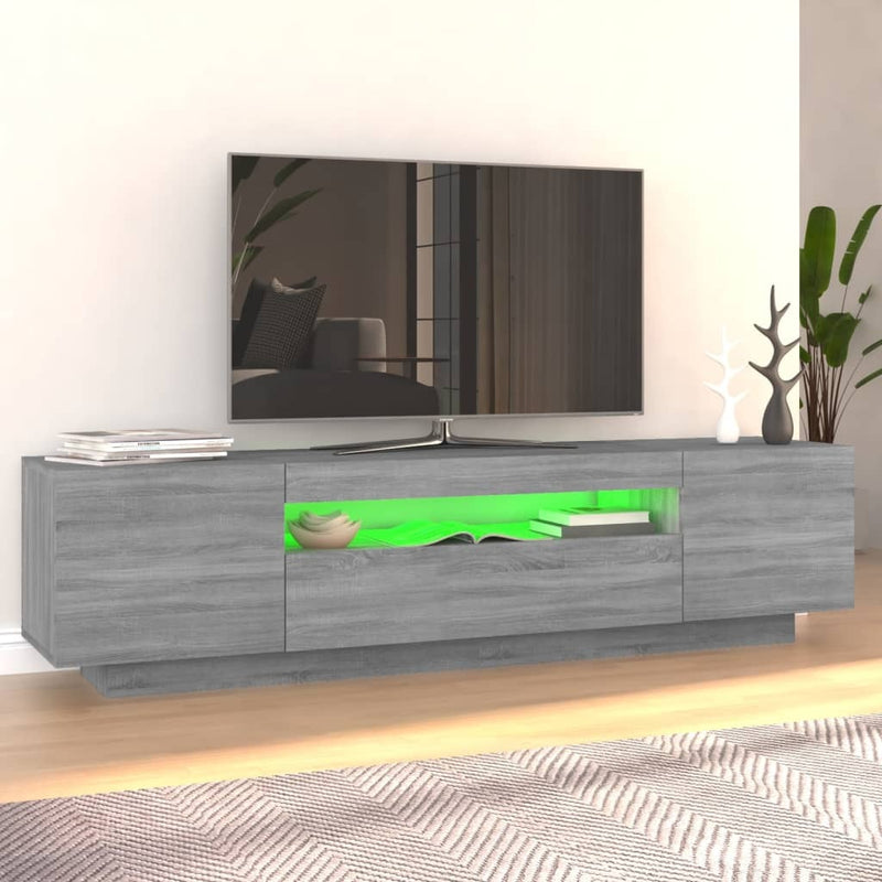 TV Cabinet with LED Lights Grey Sonoma 160x35x40 cm