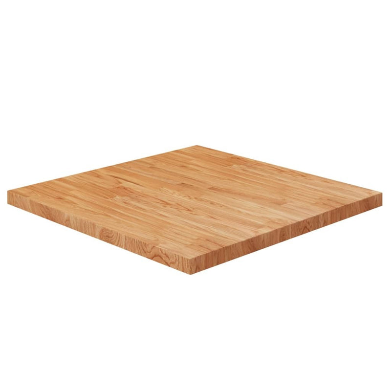 Square Table Top Light Brown 80x80x4cm Treated Solid Wood Oak