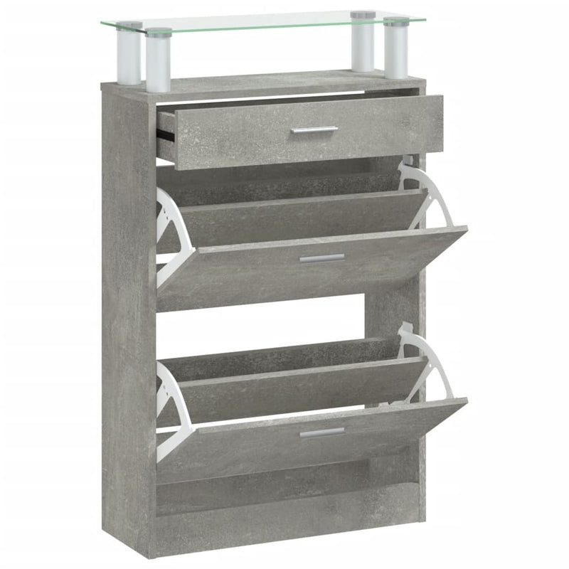 Shoe Cabinet Concrete Grey 63x24x104 cm Engineered Wood