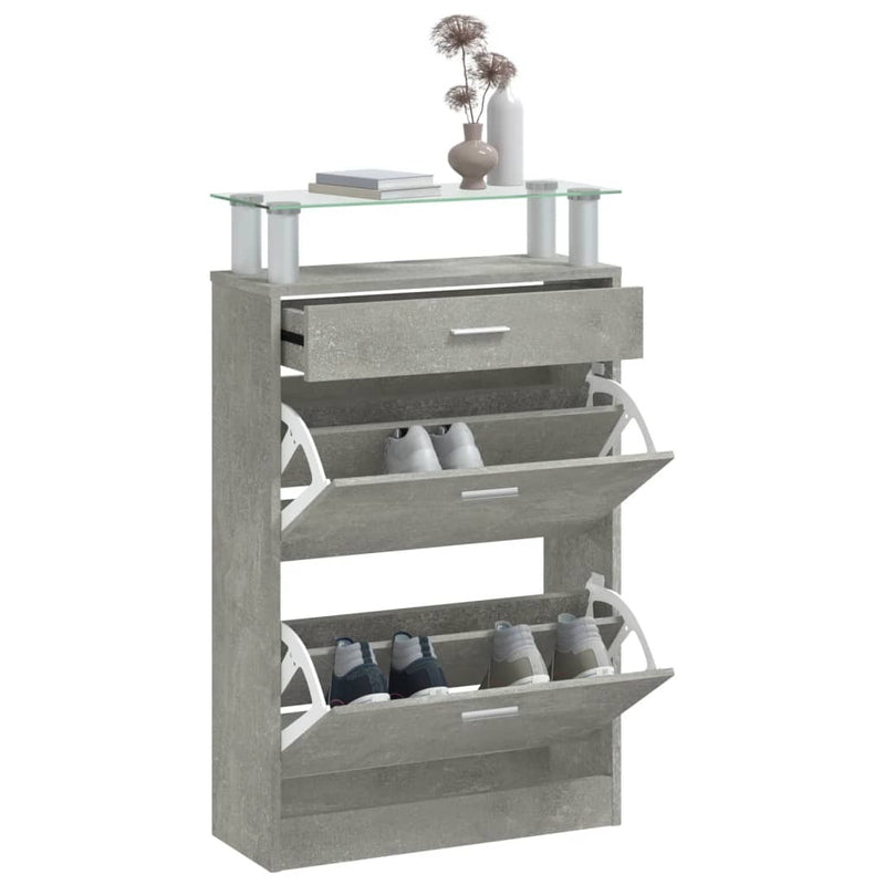 Shoe Cabinet Concrete Grey 63x24x104 cm Engineered Wood