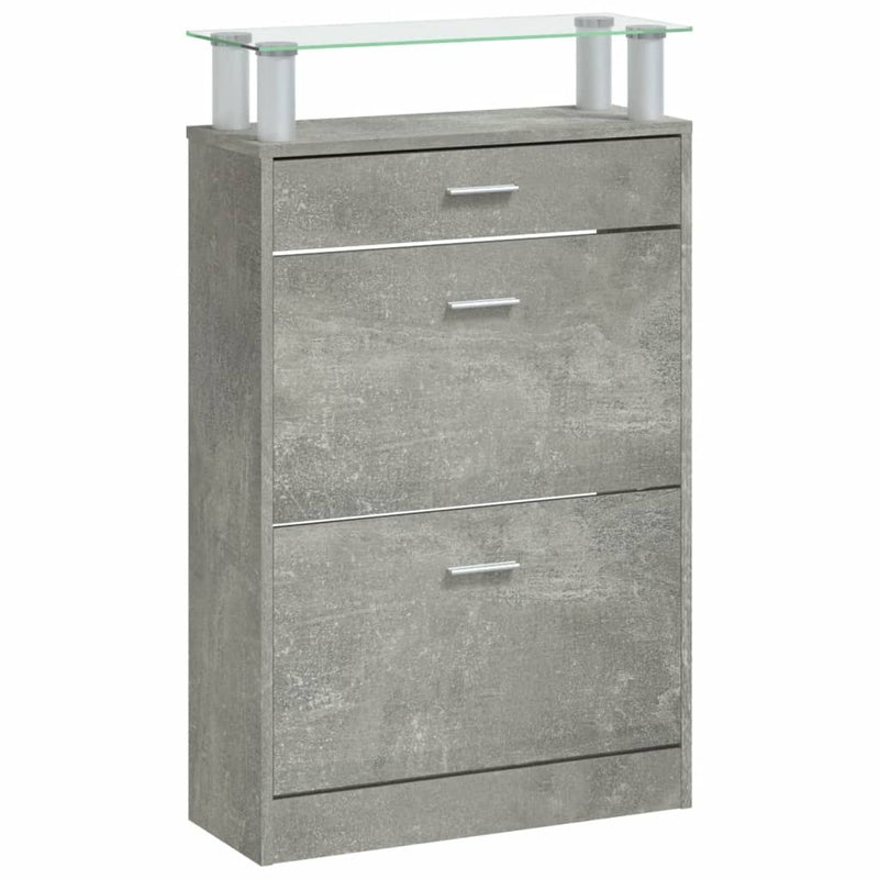 Shoe Cabinet Concrete Grey 63x24x104 cm Engineered Wood