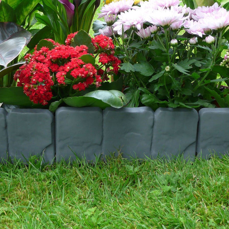 Stone Effect Lawn Edging Grey 5M - Pack of 20 | Pukkr