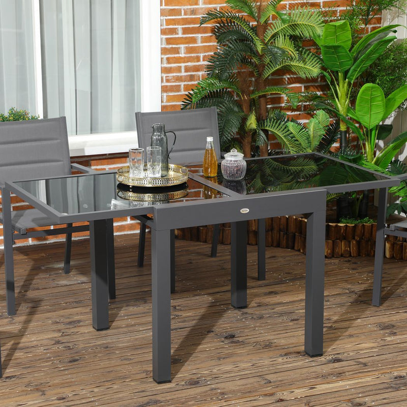 Extendable Outdoor Dining Table Patio Table with Aluminium Frame Black