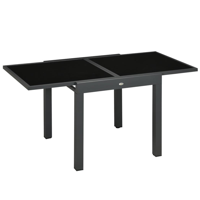 Extendable Outdoor Dining Table Patio Table with Aluminium Frame Black