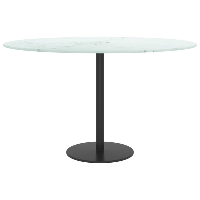 Table Top White ?70x0.8 cm Tempered Glass with Marble Design