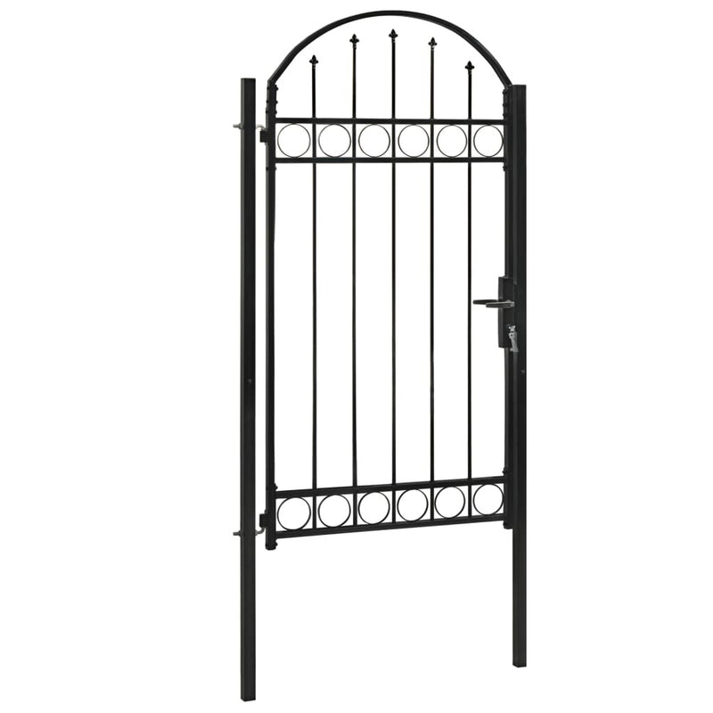 Fence Gate with Arched Top Steel 100x250 cm Black