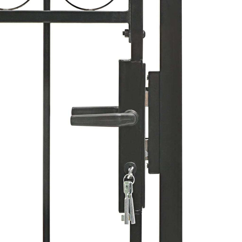 Fence Gate with Arched Top Steel 100x250 cm Black