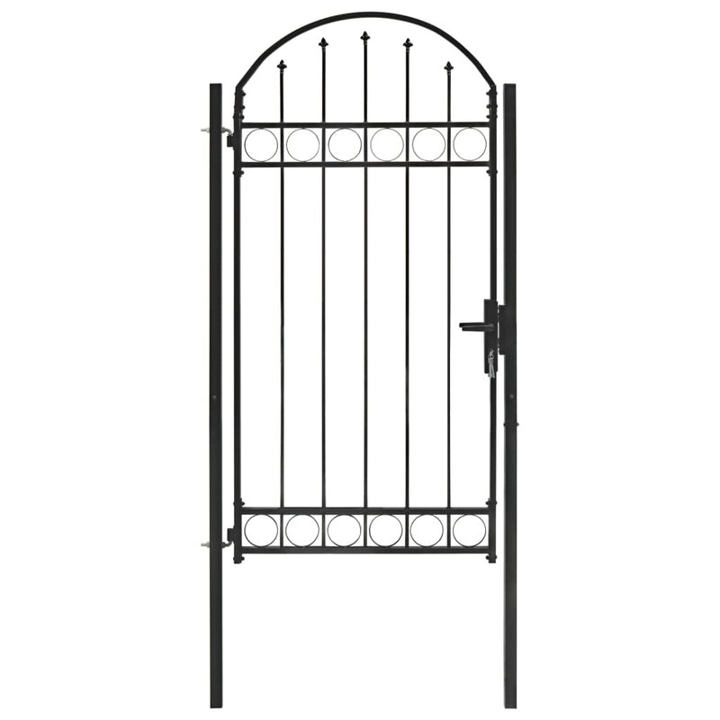 Fence Gate with Arched Top Steel 100x250 cm Black