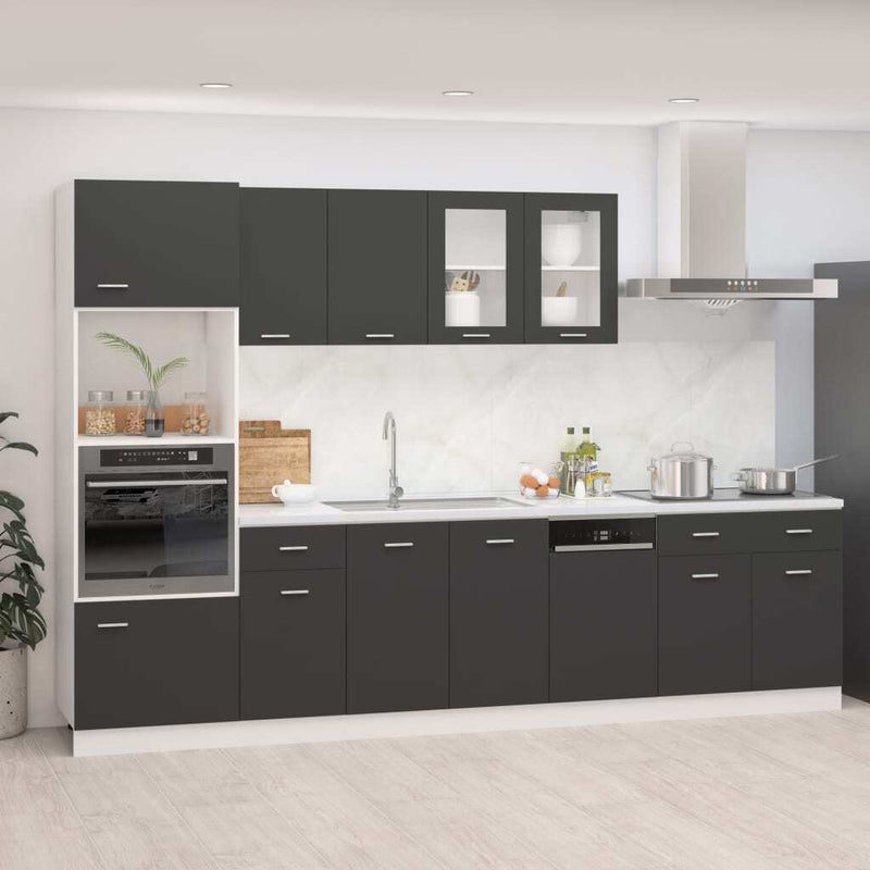 7 Piece Kitchen Cabinet Set Grey Engineered Wood