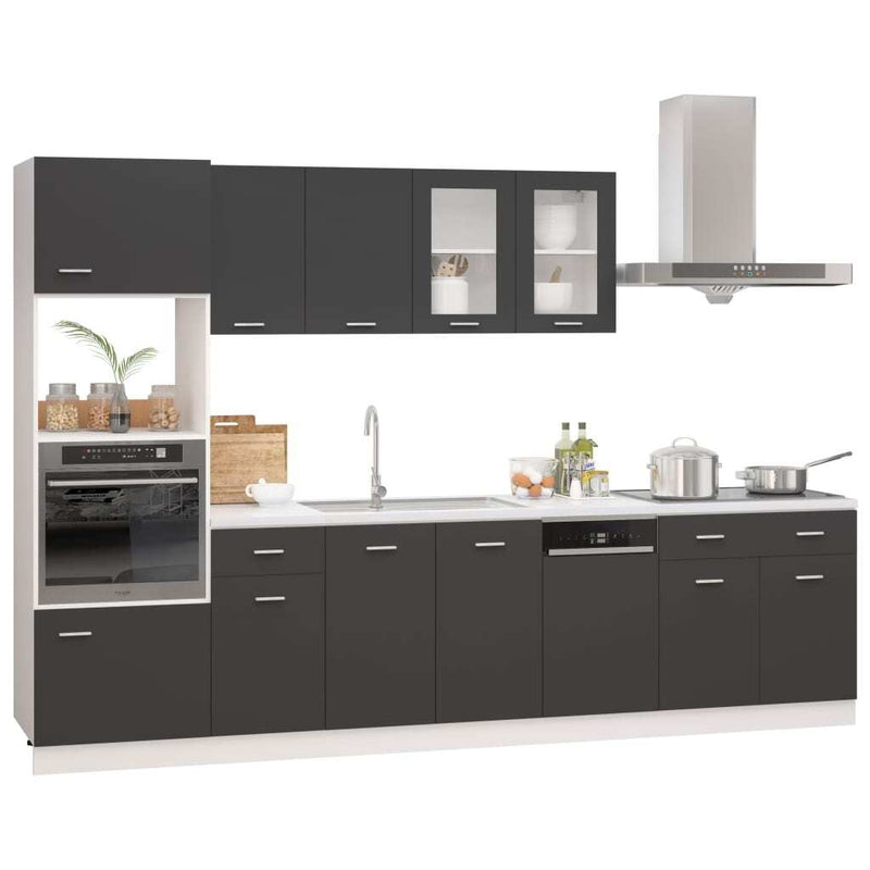 7 Piece Kitchen Cabinet Set Grey Engineered Wood