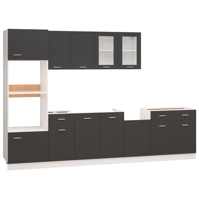 7 Piece Kitchen Cabinet Set Grey Engineered Wood