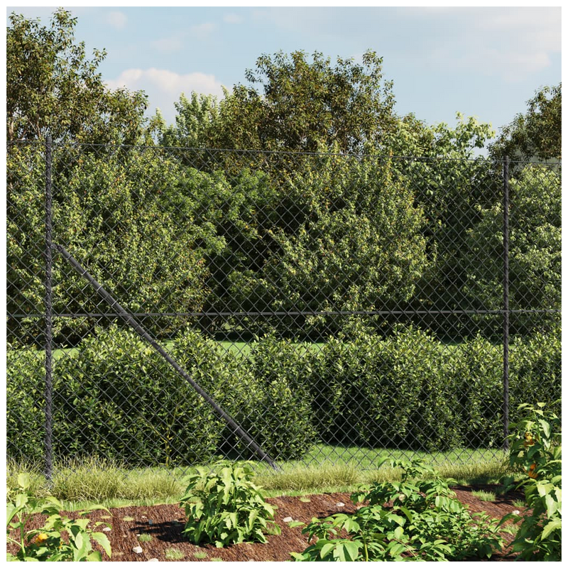 Chain Link Fence with Flange Anthracite 1.4x10 m