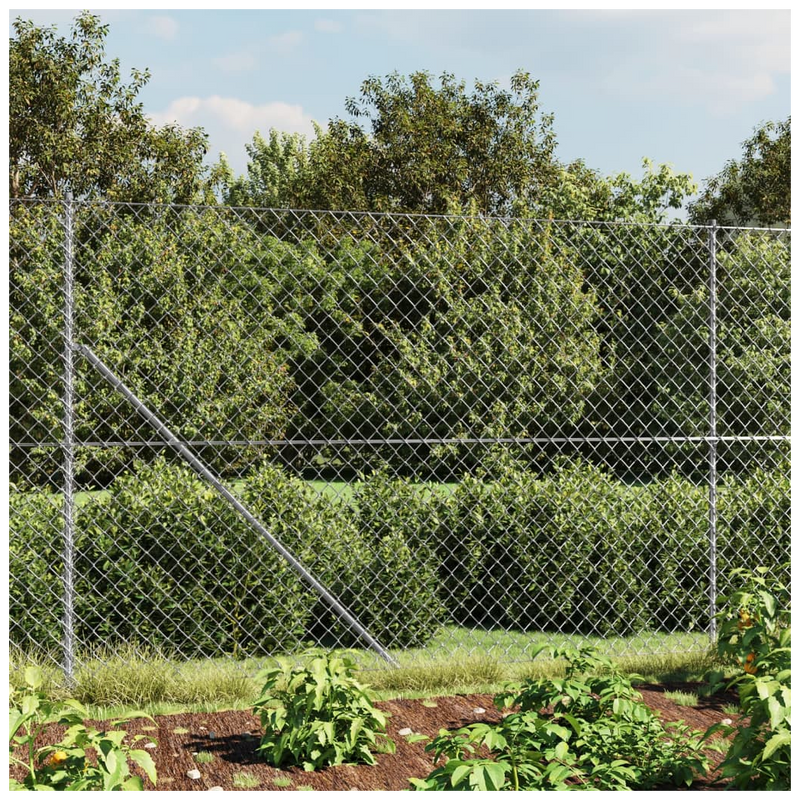 Chain Link Fence with Flange Silver 1.6x25 m