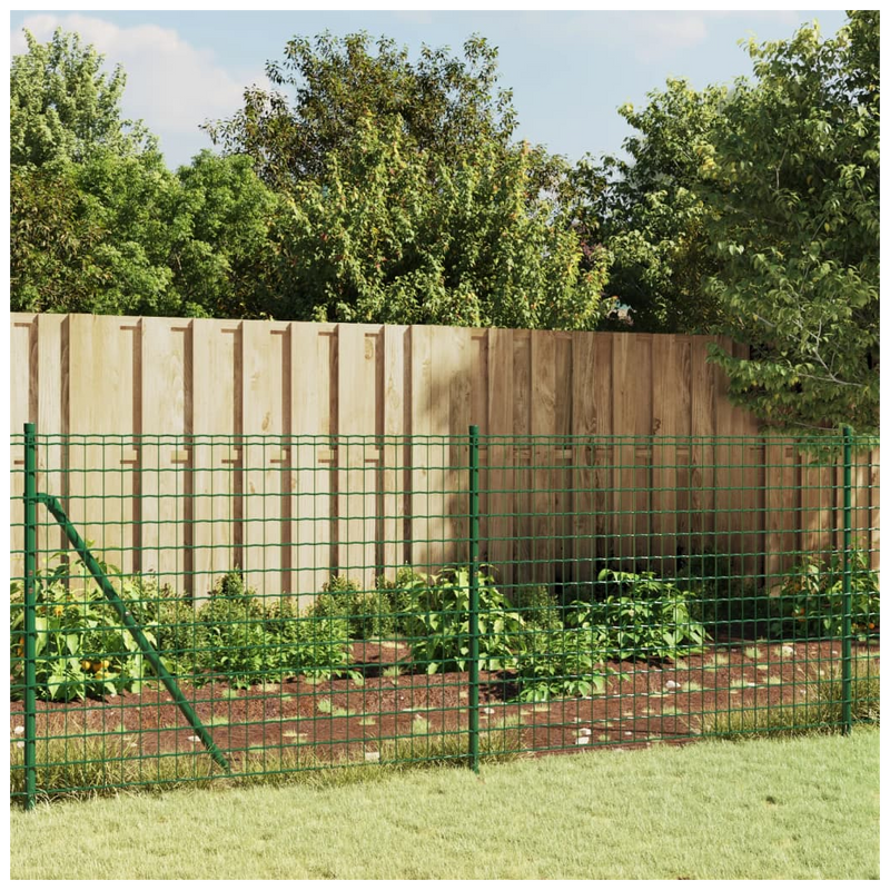 Wire Mesh Fence with Flange Green 1x25 m