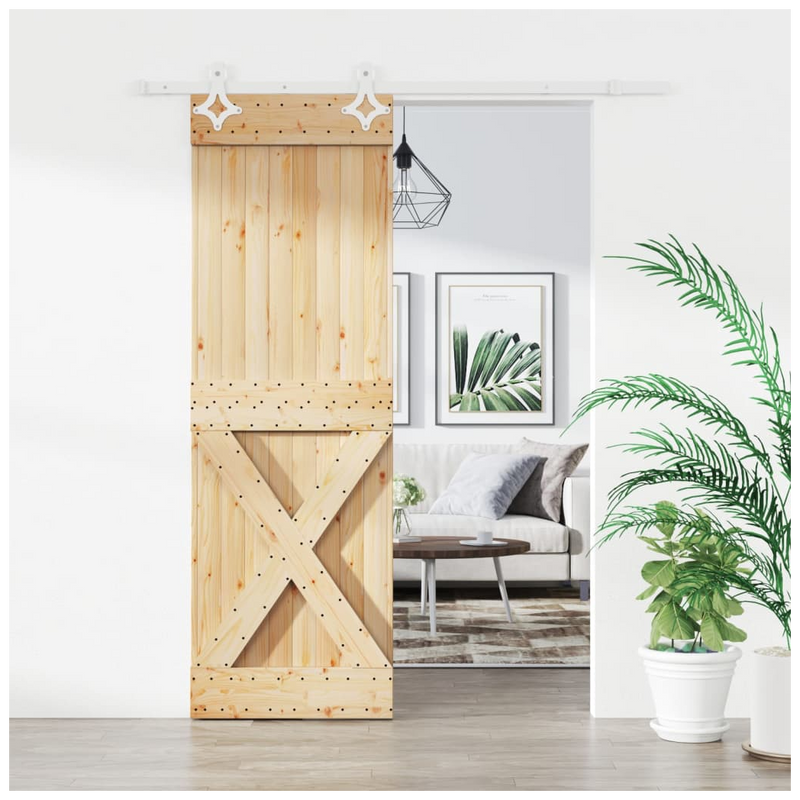 Sliding Door with Hardware Set 70x210 cm Solid Wood Pine