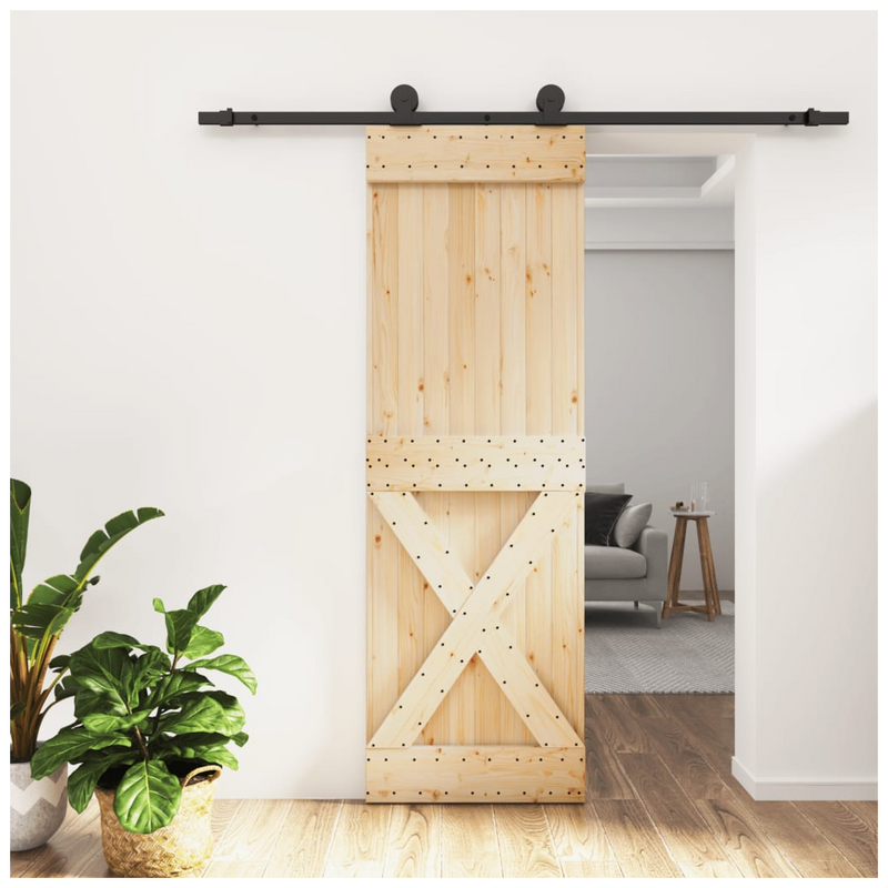 Sliding Door with Hardware Set 70x210 cm Solid Wood Pine