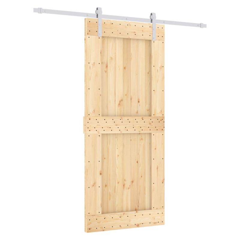 Sliding Door with Hardware Set 90x210 cm Solid Wood Pine