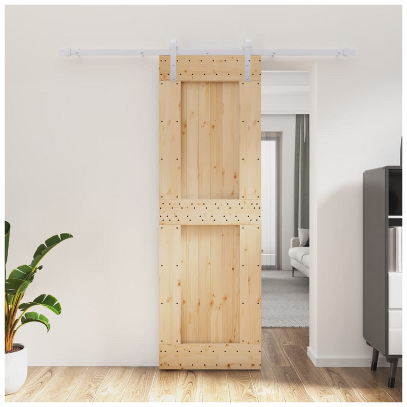 Sliding Door with Hardware Set 70x210 cm Solid Wood Pine