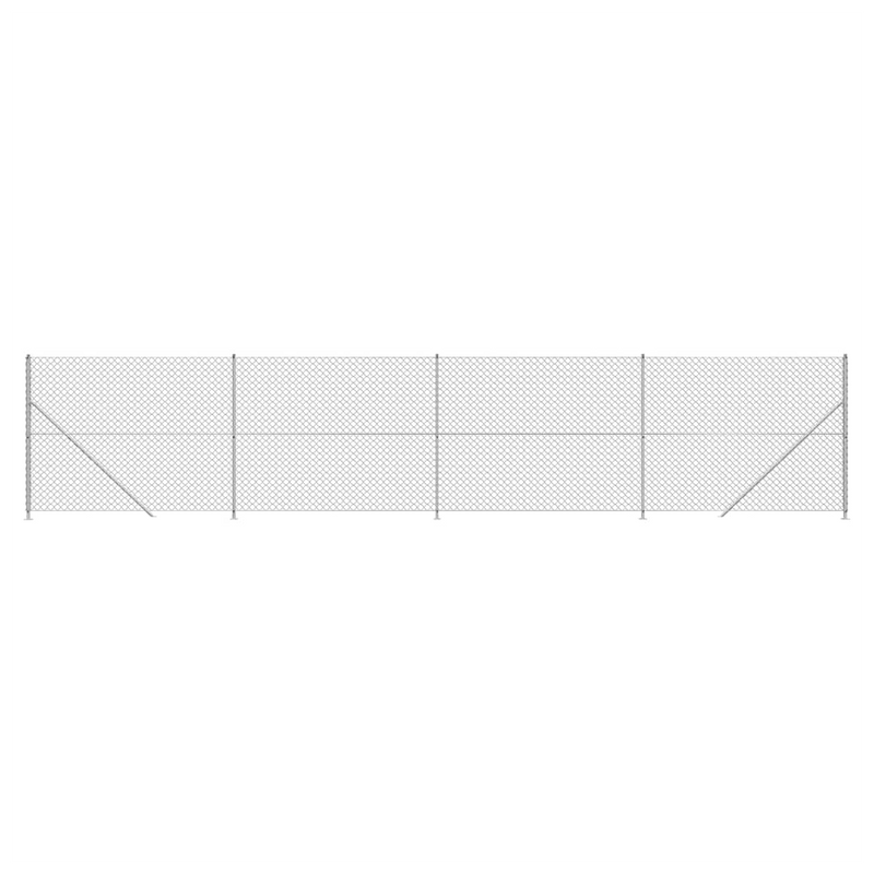 Chain Link Fence with Flange Silver 1.6x10 m