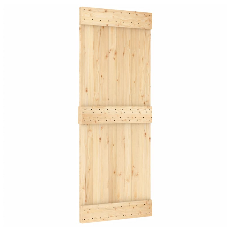 Sliding Door with Hardware Set 80x210 cm Solid Wood Pine