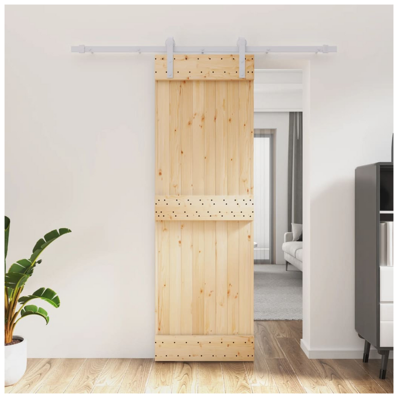 Sliding Door with Hardware Set 70x210 cm Solid Wood Pine