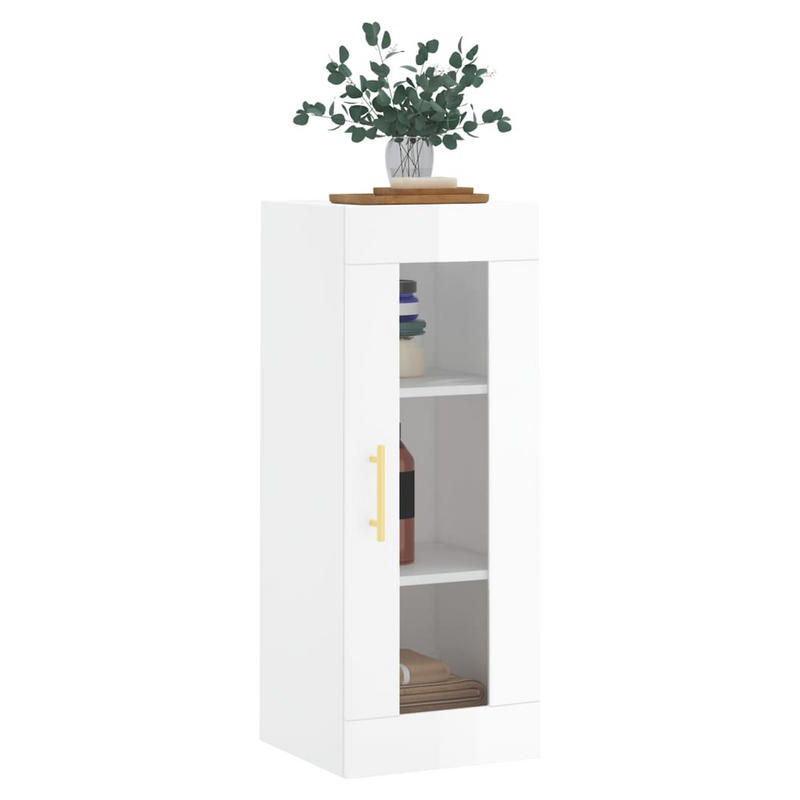 Wall Mounted Cabinet High Gloss White 34.5x34x90 cm