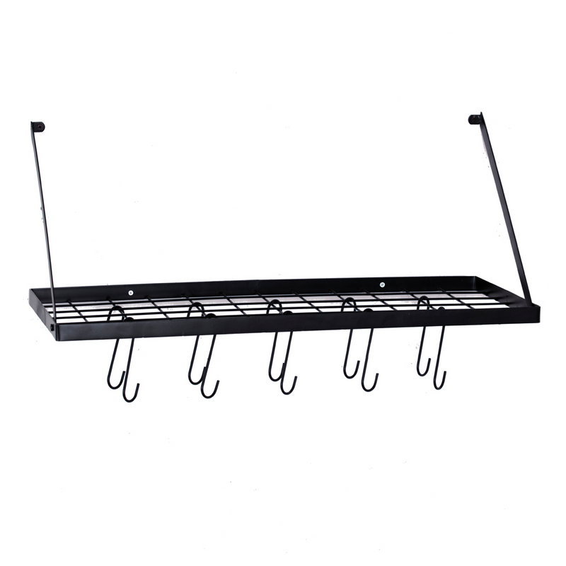 Wall Mount Pot Rack Kitchen Cookware Hanging Organizer with 15 Hooks