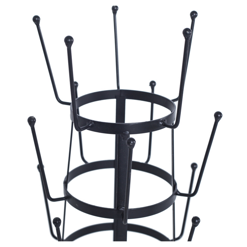 Stylish Steel Mug Tree Holder Organizer Rack Stand (Black)