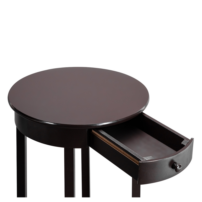 Simple Round With Drawer Side Coffee Table Brown