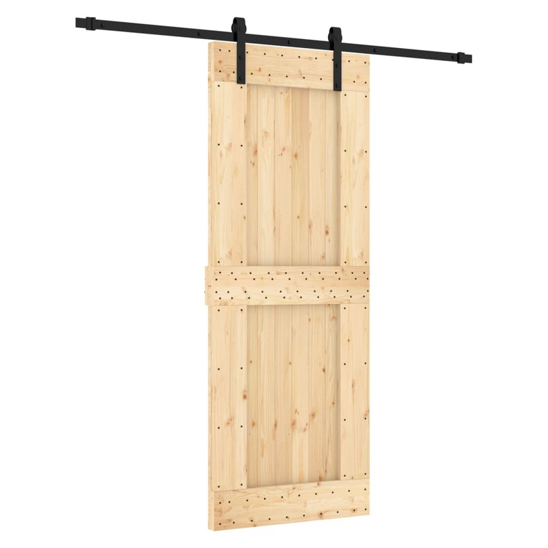 Sliding Door with Hardware Set 80x210 cm Solid Wood Pine