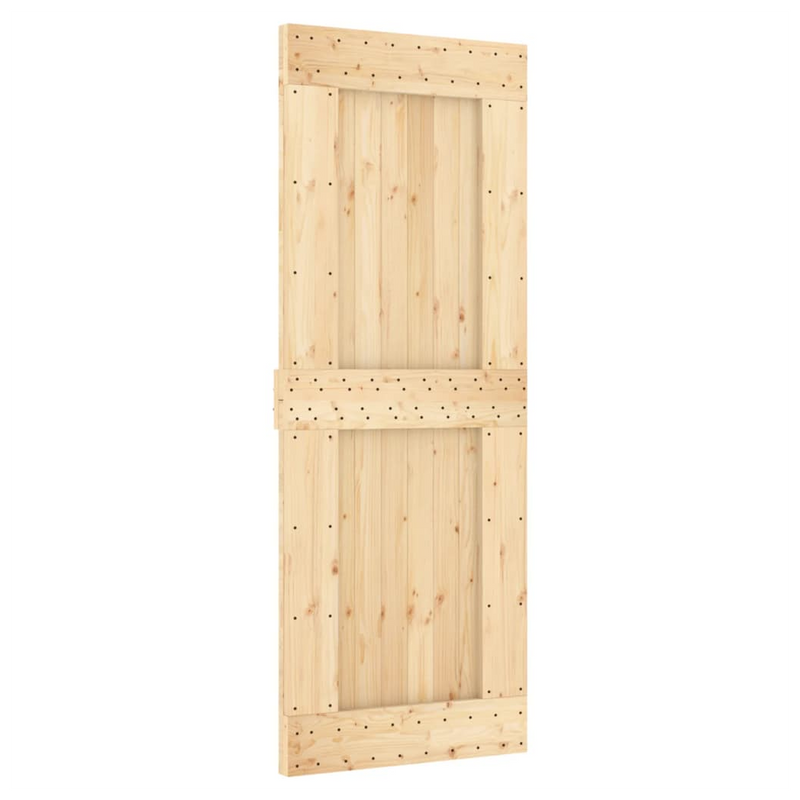 Sliding Door with Hardware Set 80x210 cm Solid Wood Pine