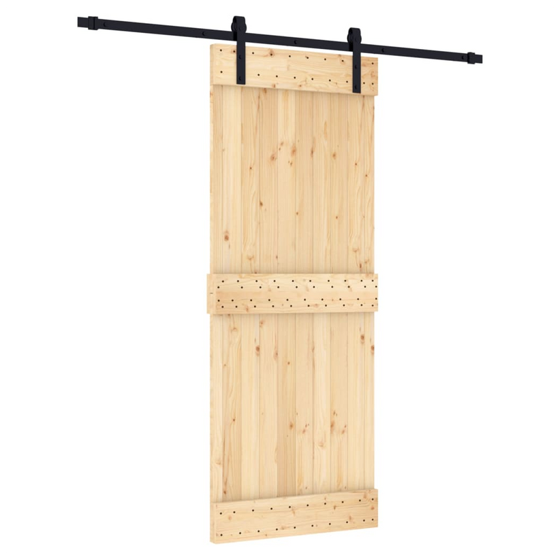 Sliding Door with Hardware Set 80x210 cm Solid Wood Pine