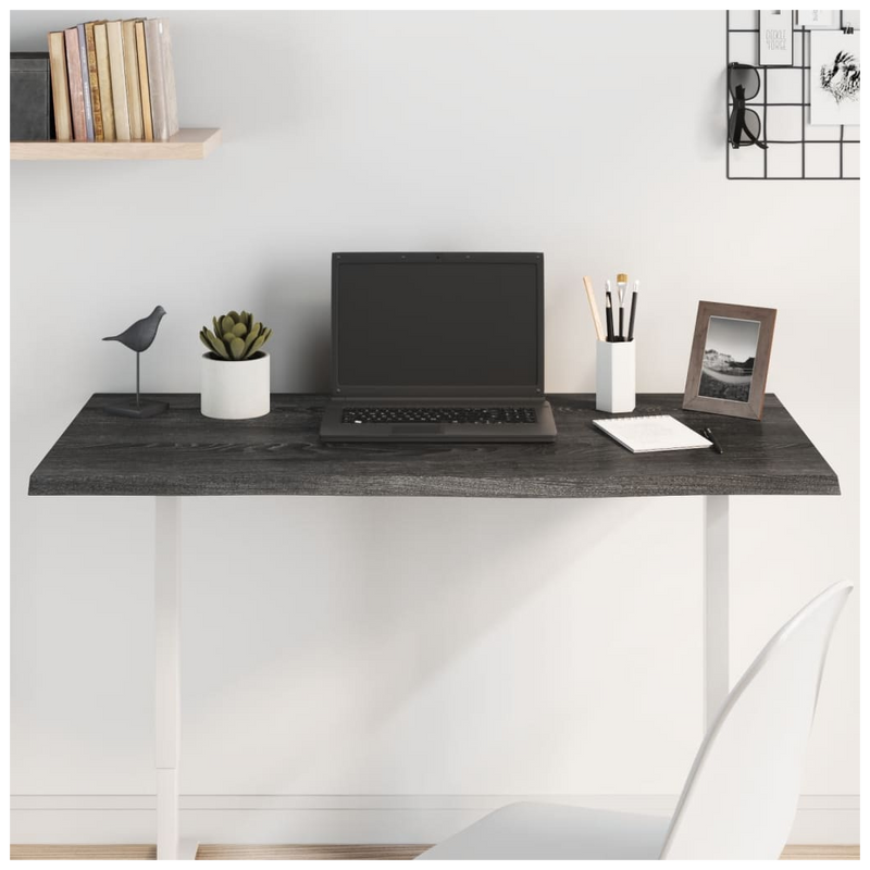 Table Top Dark Brown 100x40x2 cm Treated Solid Wood Oak