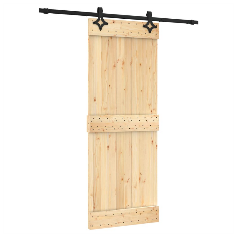 Sliding Door with Hardware Set 80x210 cm Solid Wood Pine