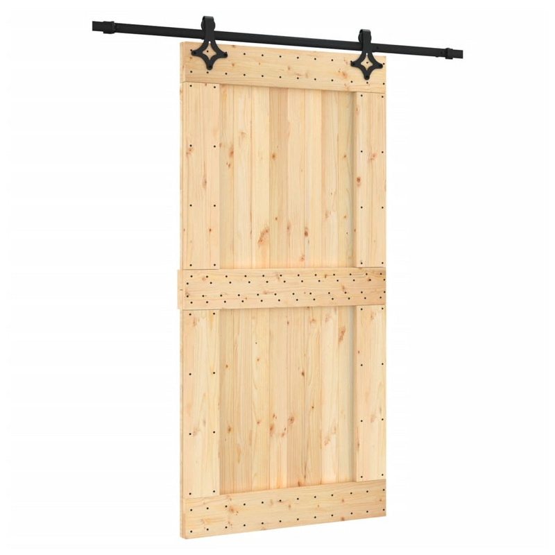 Sliding Door with Hardware Set 100x210 cm Solid Wood Pine