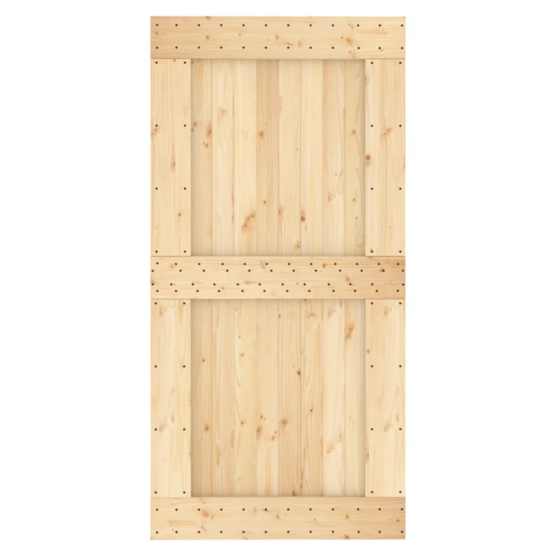 Sliding Door with Hardware Set 100x210 cm Solid Wood Pine