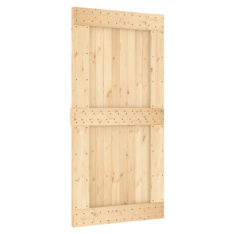 Sliding Door with Hardware Set 100x210 cm Solid Wood Pine