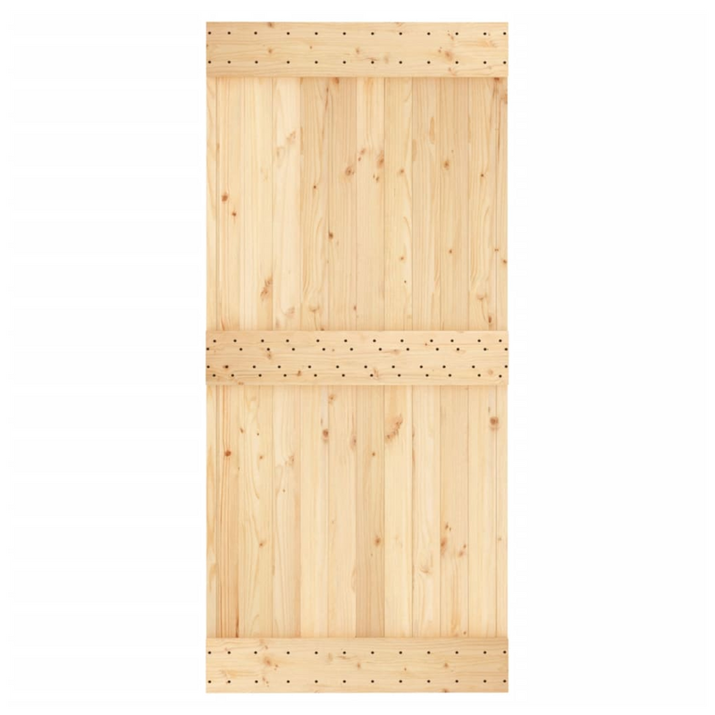 Sliding Door with Hardware Set 95x210 cm Solid Wood Pine