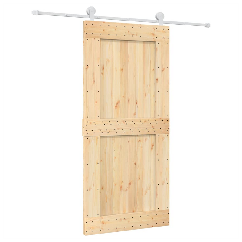 Sliding Door with Hardware Set 95x210 cm Solid Wood Pine