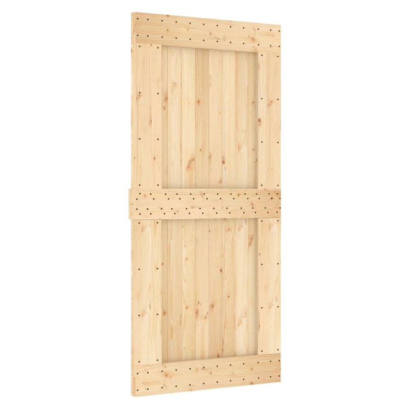 Sliding Door with Hardware Set 95x210 cm Solid Wood Pine