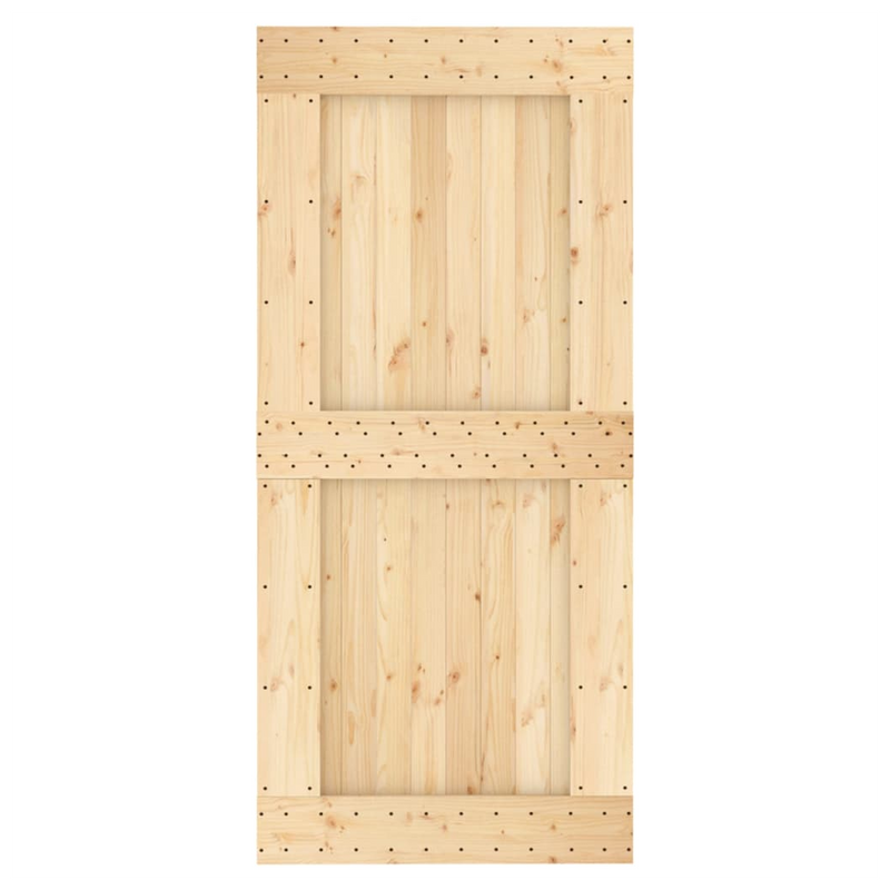 Sliding Door with Hardware Set 95x210 cm Solid Wood Pine