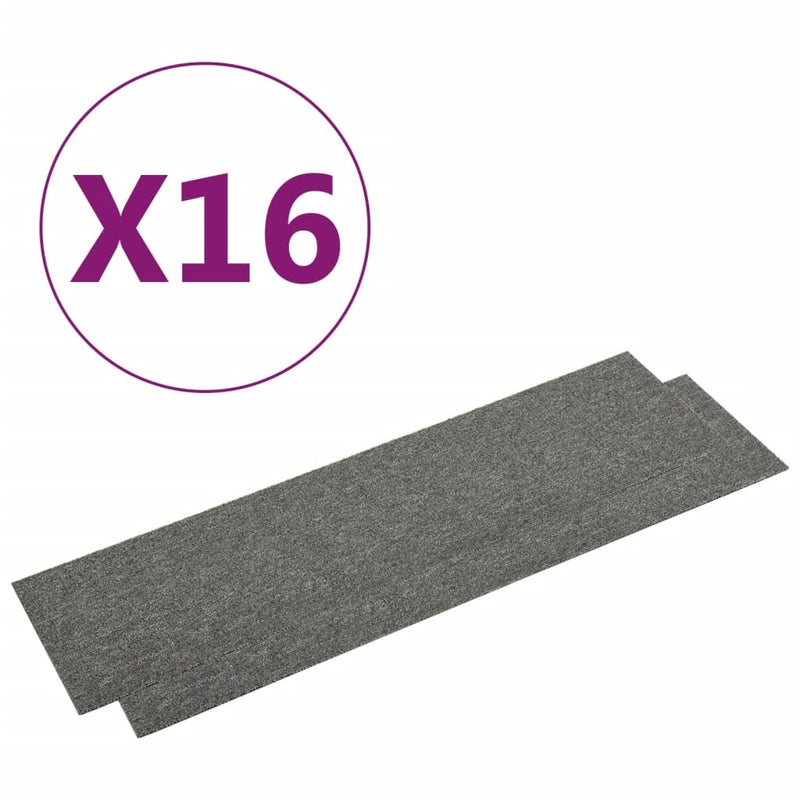 Carpet Floor Tiles 16 pcs 4 m 25x100 cm Grey