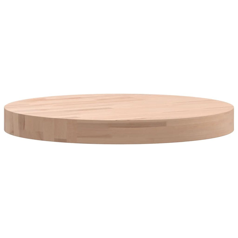 Table Top 40x4 cm Round Solid Wood Beech