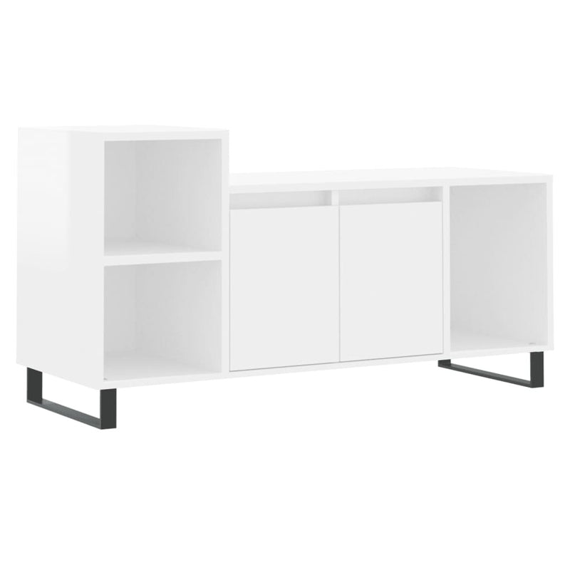 TV Cabinet High Gloss White 100x35x55 cm Engineered Wood