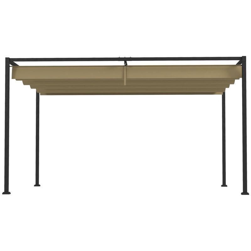 Outsunny 3x2m Metal Pergola Gazebo Patio Sun Shelter Retractable Canopy Khaki