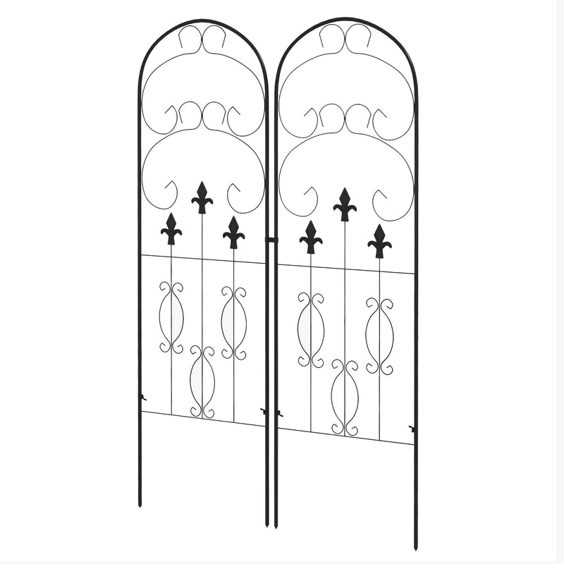 Outsunny Set of 2 Metal Trellis for Climbing Plants, Scrolls Design