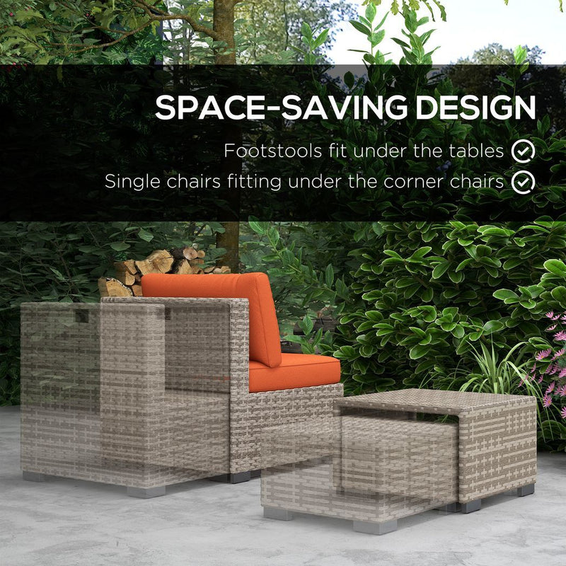 Outsunny 8pc Outdoor Patio Furniture Set Weather Wicker Rattan Sofa Chair Orange