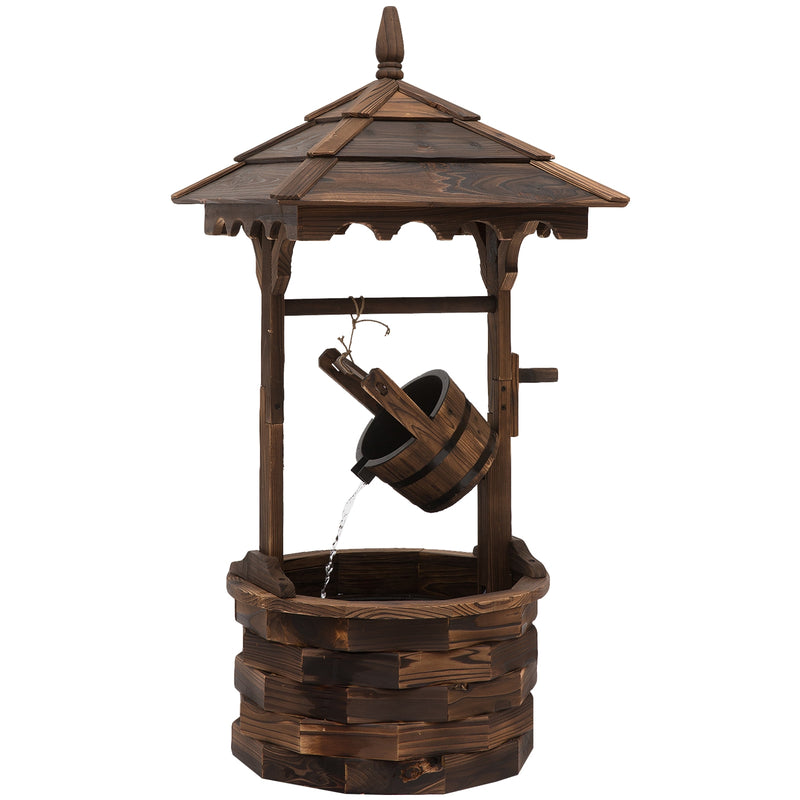 Fir Wood Outdoor Garden Decor Wishing Well Waterfall